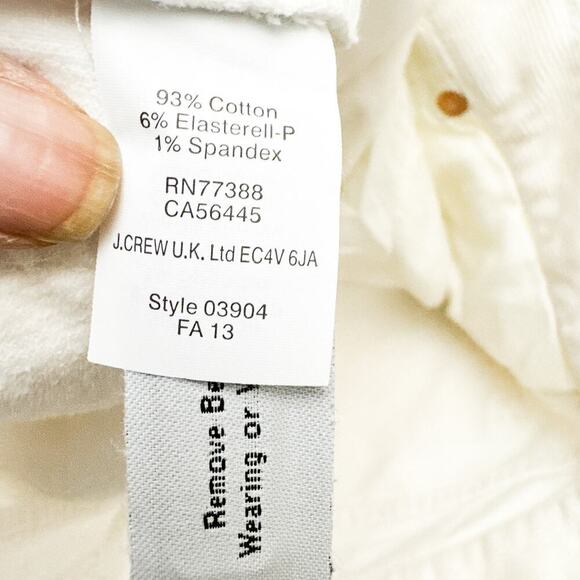 J. Crew Toothpick White Corduroy Style Denim Jeans Size 30 Ankle - Picture 7 of 8